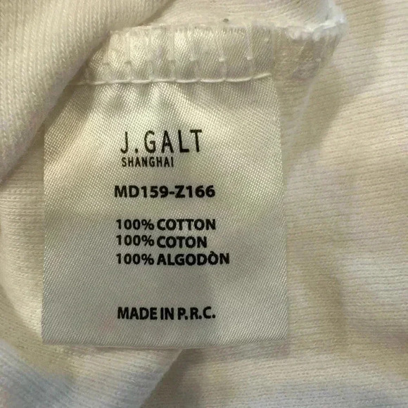 John Galt white short sleeve cropped tee with embroidered flowers on front. - Picture 6 of 10